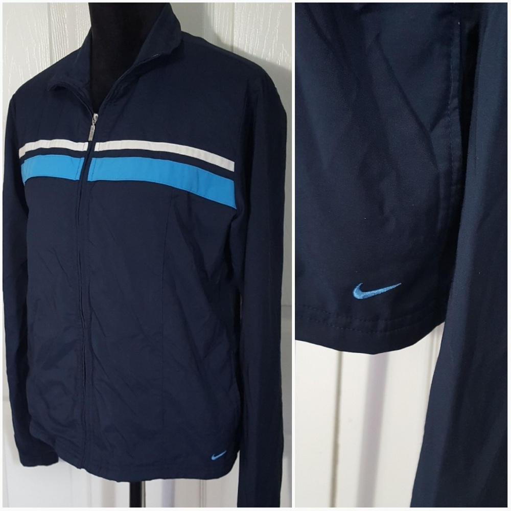 Nike Navy Striped Running Athletic Jacket